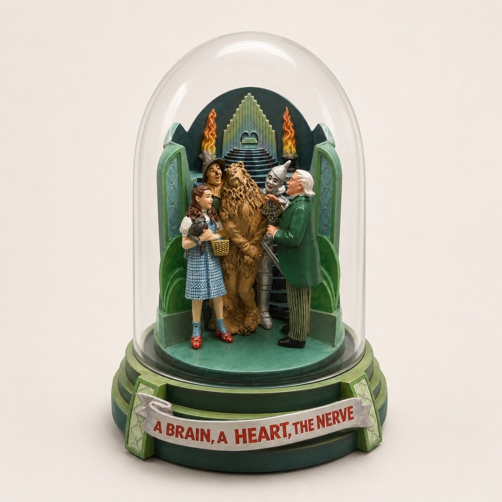 Franklin Mint Wizard of Oz Music Box A Brain A Heart The Nerve Limited Edition